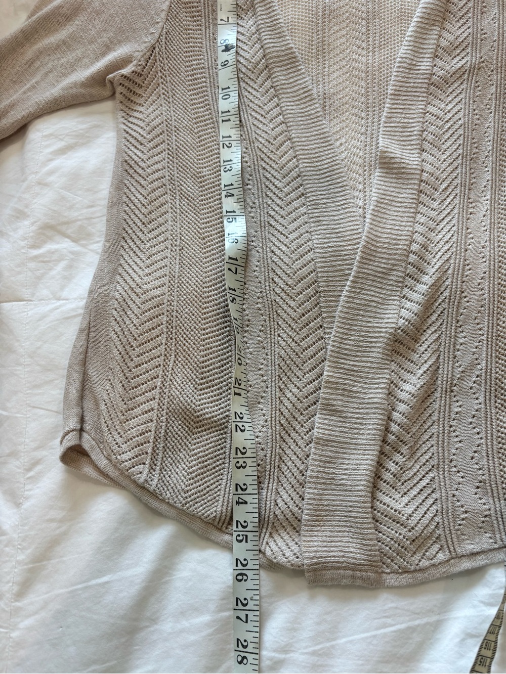 Charter Club Sz S Cream Pointelle Knit Cardigan Cotton Delicate 3/4 Sleeve - Picture 11 of 11